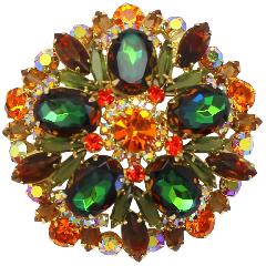 Fall Oval Multi-Color/Shaded Brooch