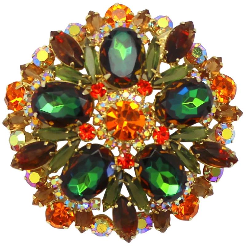 Front view of Fall Oval Multi-Color/Shaded Brooch
