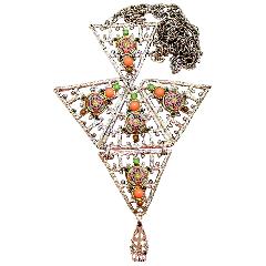 Orange Cabochons Painted (hand/Transfer) Necklace