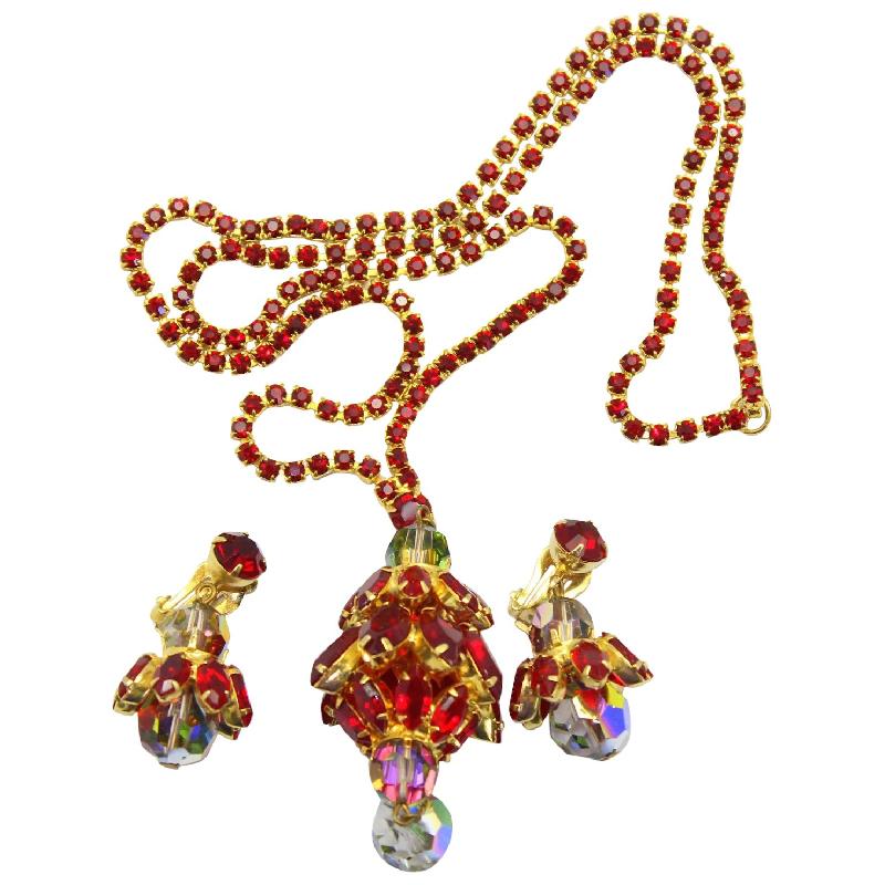 Front view of Red Navettes Necklace