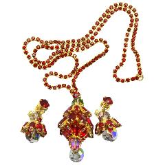 Red Navettes Earrings Clip