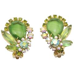 Green Pear Givre Earrings Clip
