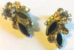 Black (jet) Navettes Multi-Color/Shaded Earrings Clip