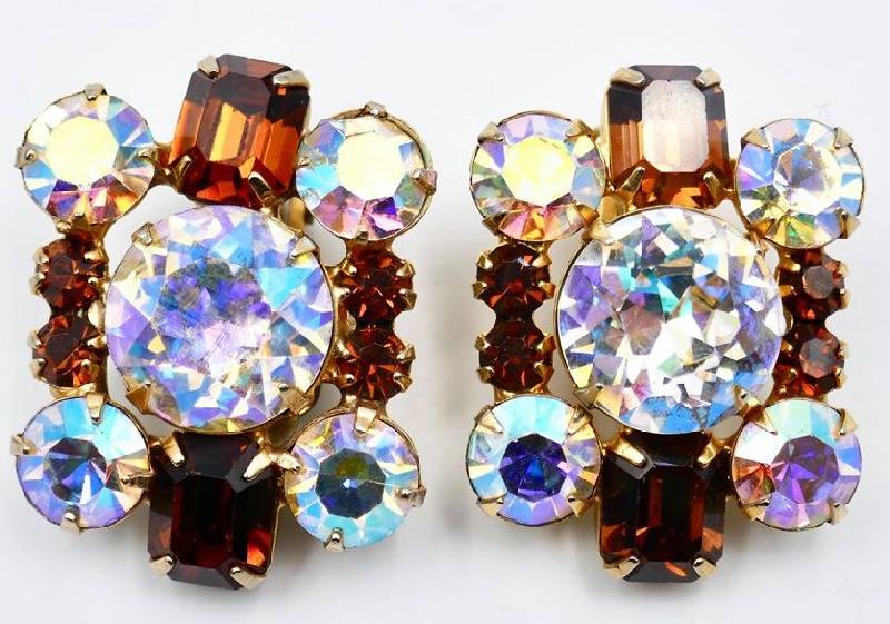 Front view of Topaz Emerald Cut Earrings Clip
