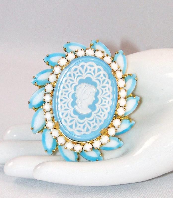 Front view of Blue Navettes Multi-Color/Shaded Brooch
