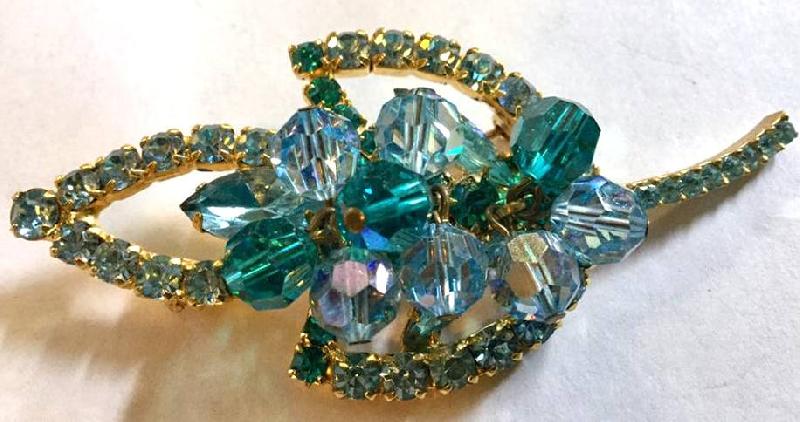 Front view of Blue Chatons Only Brooch