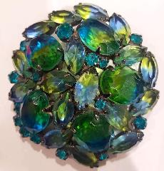 Blue Oval Givre Brooch