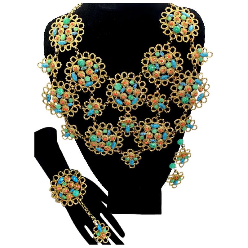 Front view of Multiple Colors Cabochons Bracelet Slave