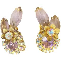 Purple (cardinal) Navettes Earrings Clip