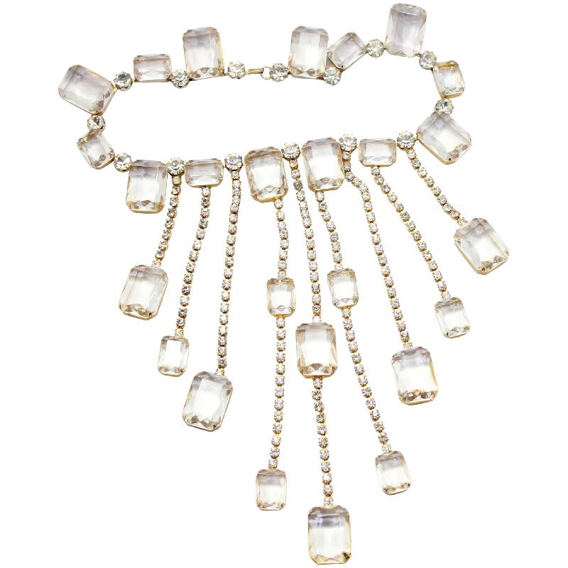 Front view of Clear Emerald Cut Necklace