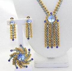 Blue Chatons Only Rivoli/Margarita Earrings Clip