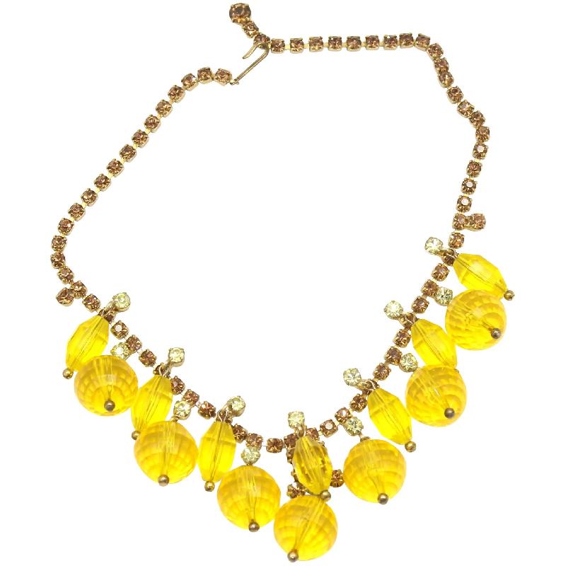 Front view of Yellow Chatons Only Necklace