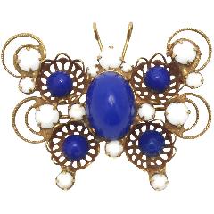 Blue Cabochons Plastic Brooch