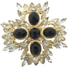 Black (jet) Cabochons Plastic Brooch