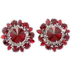 Red Navettes Rivoli/Margarita Earrings Clip