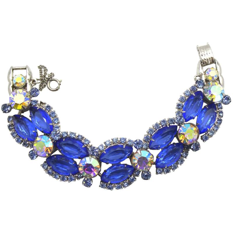 Front view of Blue Navettes Bracelet 5 Link