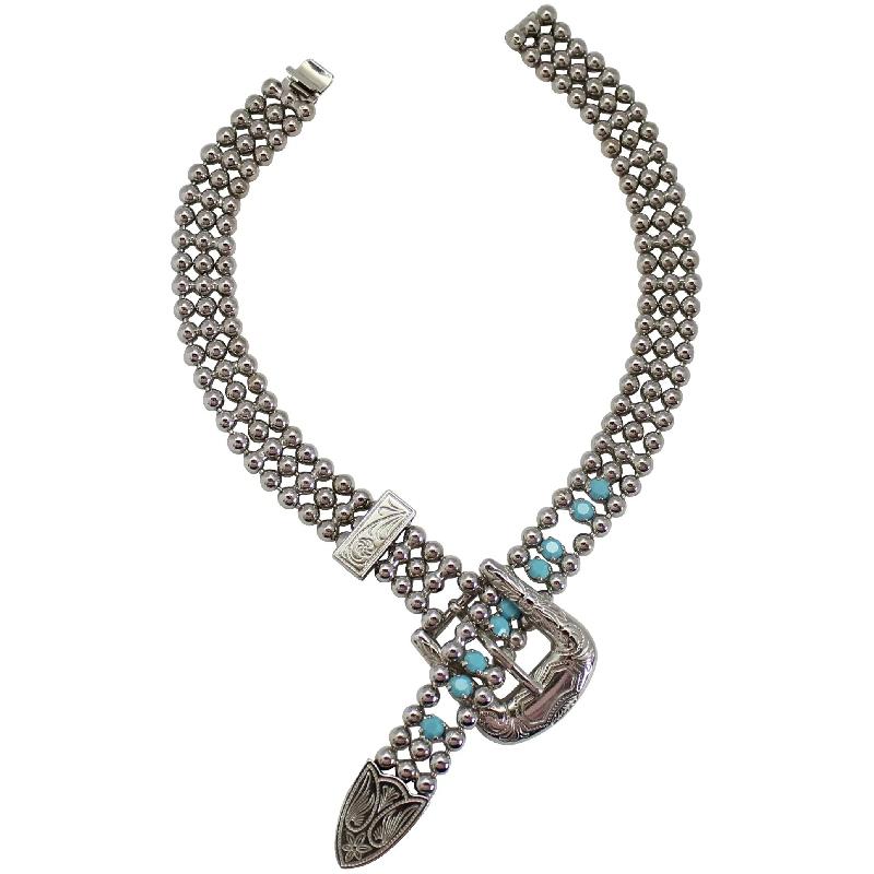 Front view of Turquoise Chatons Only Necklace