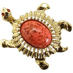 Orange Cabochons Spotted Brooch