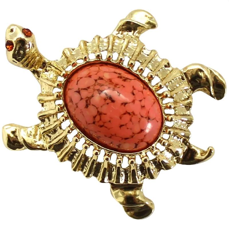 Front view of Orange Cabochons Spotted Brooch