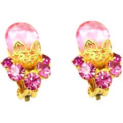 Pink Pear Earrings Clip