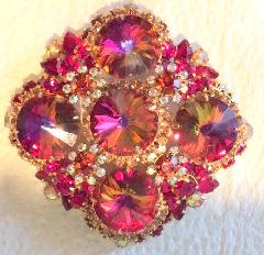 Pink Navettes Rivoli/Margarita Brooch