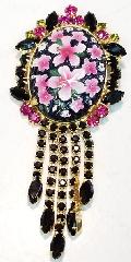 Black (jet) Cabochons Painted (hand/Transfer) Brooch