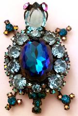 Blue Oval Multi-Color/Shaded Brooch