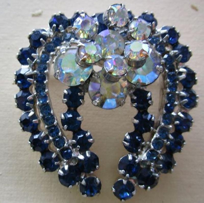 Front view of Blue Chatons Only Brooch