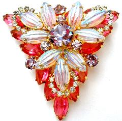 Pink Cabochons Molded/Cut Brooch