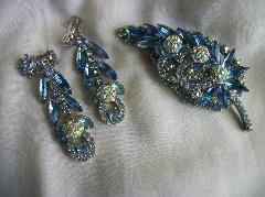 Blue Navettes Earrings Clip