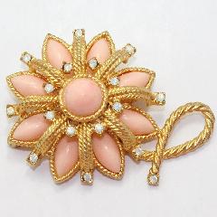 Orange Cabochons Plastic Brooch