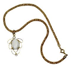 White (chalk Or Milk) Cabochons Molded/Cut Necklace