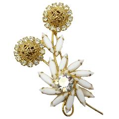 White (chalk Or Milk) Navettes Brooch
