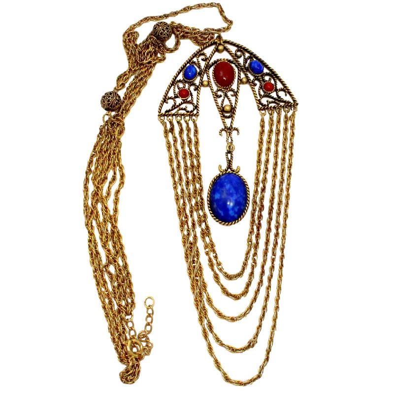 Front view of Blue Cabochons Spotted Pendant