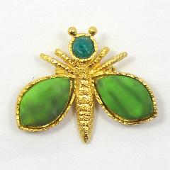 Green Cabochons Plastic Brooch