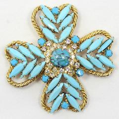 Turquoise Cabochons Spotted Brooch