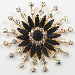 Black (jet) Navettes Brooch