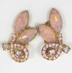 Pink Cabochons Earrings Clip