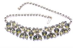 Gray (black Diamond) Cabochons Frosted Necklace