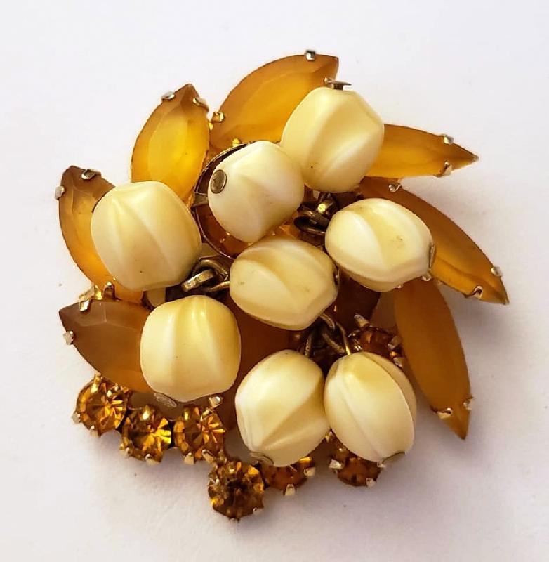 Front view of Topaz Navettes Frosted Brooch