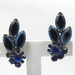 Blue Navettes Multi-Color/Shaded Earrings Clip