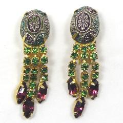 Purple (cardinal) Cabochons Molded/Cut Earrings Clip