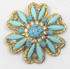 Turquoise Navettes Spotted Brooch