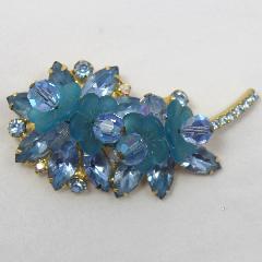Blue Navettes Frosted Brooch