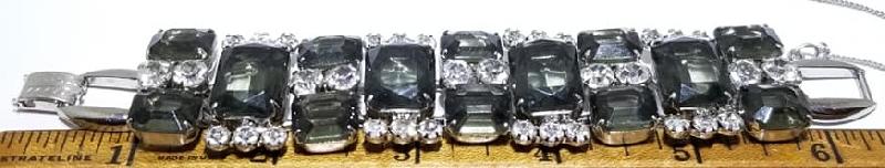 Front view of Gray (black Diamond) Emerald Cut Bracelet 5 Link
