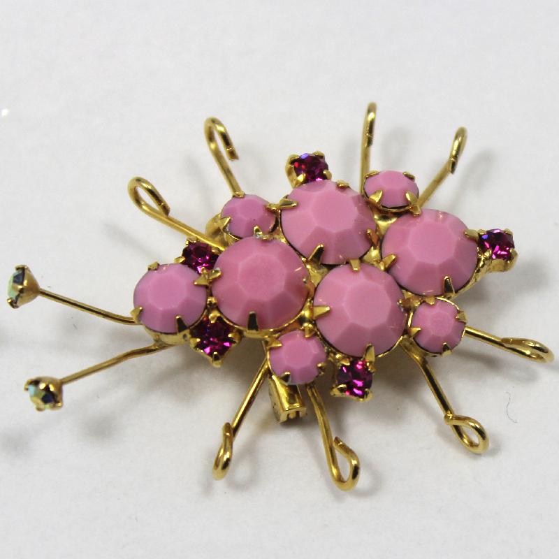Front view of Pink Chatons Only Brooch