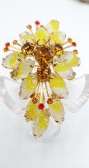 Yellow Cabochons Givre Brooch