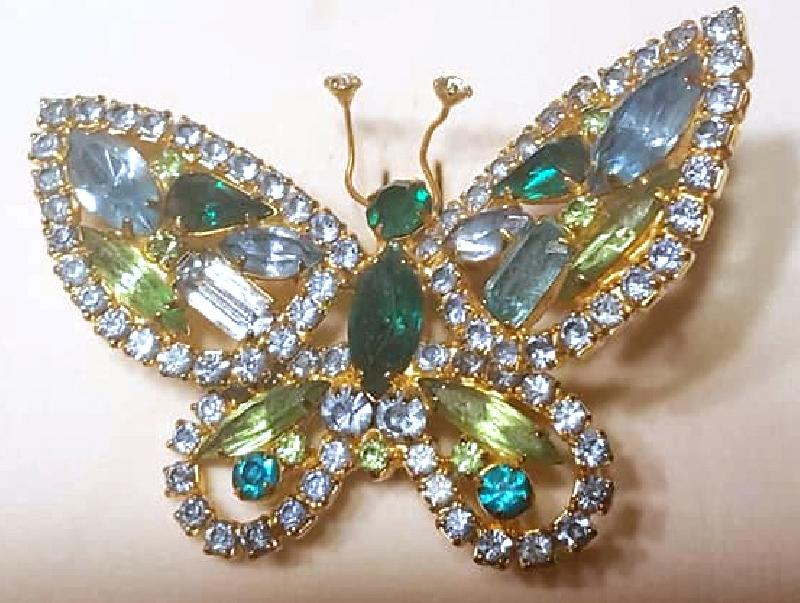 Front view of Blue Baguettes Brooch