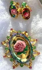Pink Oval Molded/Cut Earrings Clip