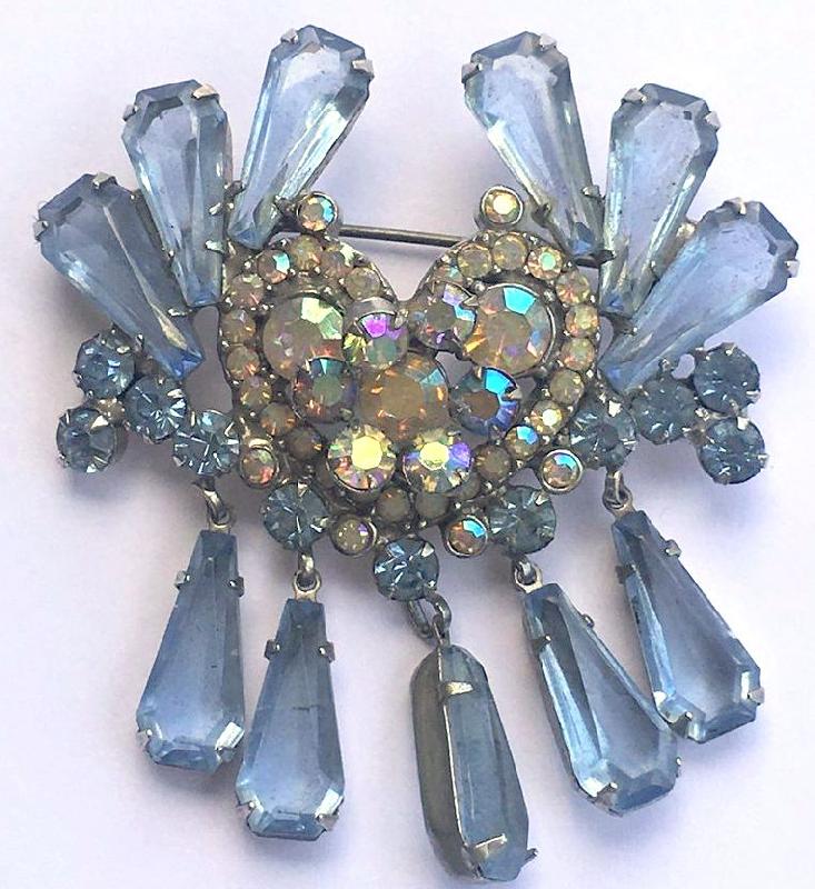 Front view of Blue Pentagon Brooch